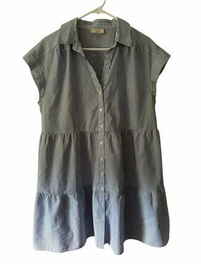 LOFT Outlet Striped Shirt Dress — Blue/White — Size Large NWOT